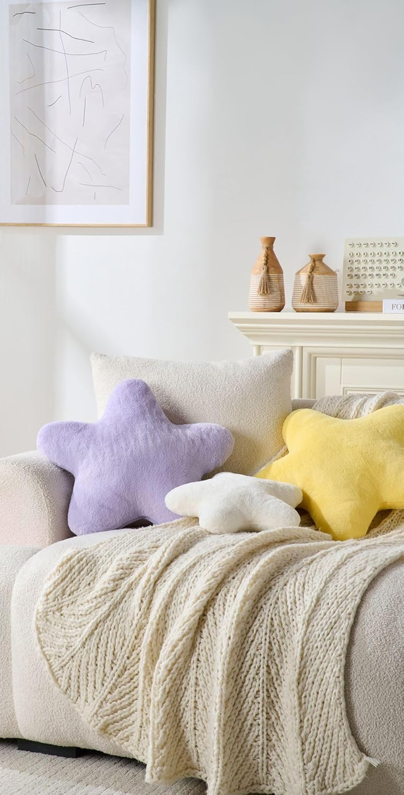 Star Throw Pillows — Set of 2 (White, 15")