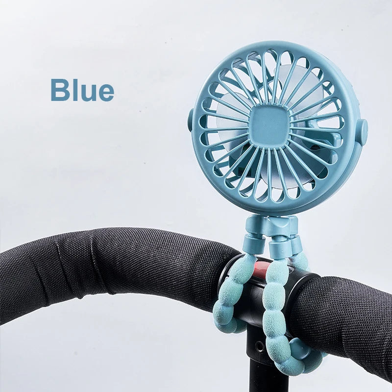 Mini Clip Fan Portable Stroller Fan Smart Octopus Fan Handheld Fan 360° Rotate Bike Car Tripod Fan Rechargeable Clip Fan