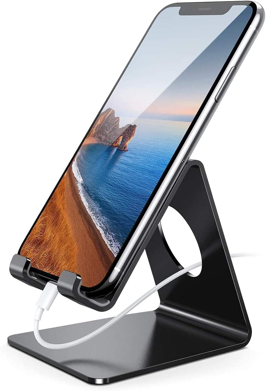 Cell Phone Stand, Phone Dock: Cradle, Holder, Stand for Office Desk - Black