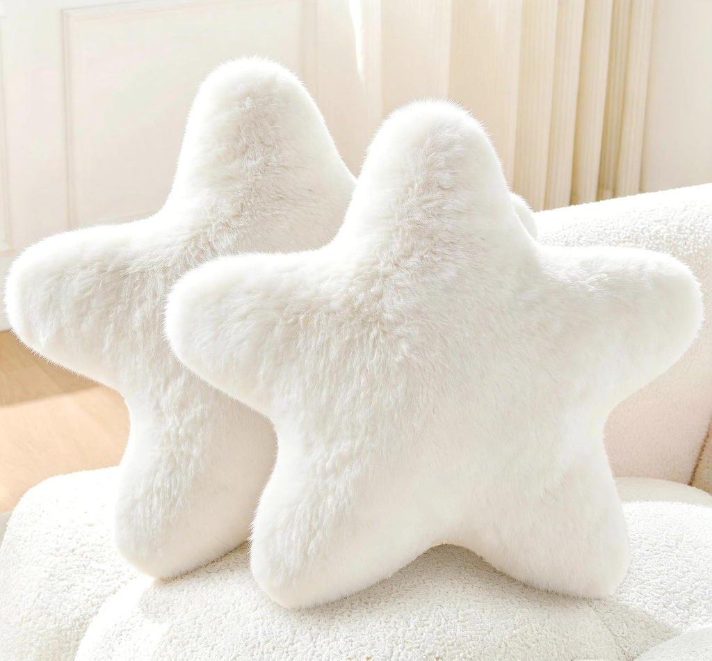Star Throw Pillows — Set of 2 (White, 15")